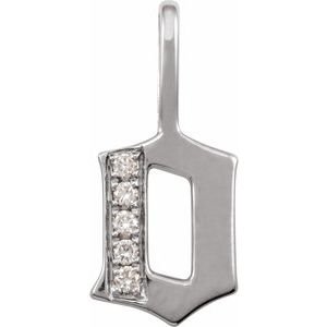 14K White Gold .05 CTW Natural Diamond Gothic Initial O Charm/Pendant