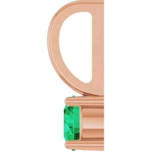 14K Rose Gold Imitation Emerald Solitaire Charm/Pendant