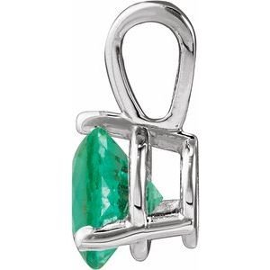 14K White Gold Lab-Grown Emerald Pendant