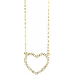 14K Yellow Gold 1/5 CTW Natural Diamond Small Heart 16" Necklace