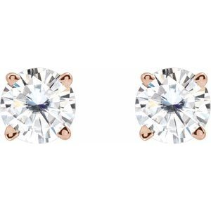 14K Rose Gold 4.5 mm Stuller Lab-Grown Moissanite Earrings