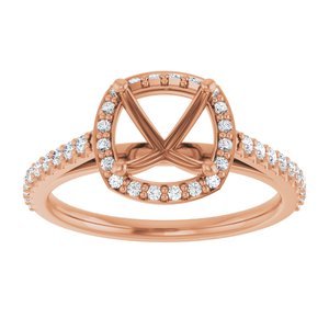 14K Rose Gold 7x7 mm Cushion 1/4 CTW Lab-Grown Diamond Semi-Set Engagement Ring