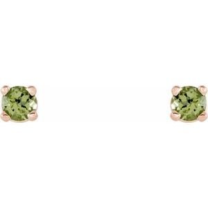 14K Rose Gold 2.5 mm Natural Peridot Earrings