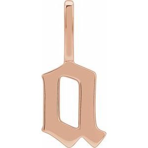 14K Rose Gold Gothic Initial A Charm/Pendant