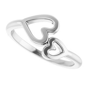 14K White Gold Double Heart Ring