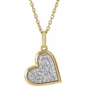 14K Yellow Gold 1/4 CTW Natural Diamond Heart 18" Necklace
