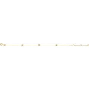 14K Yellow Gold 1/6 CTW Natural Diamond Bezel-Set 3-Station 5 1/2-7" Bracelet