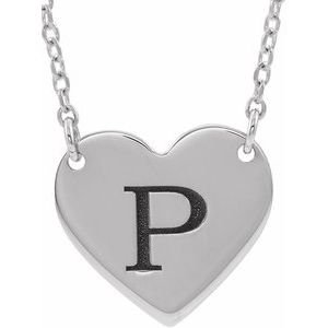 Sterling Silver Engravable Heart 16-18" Necklace