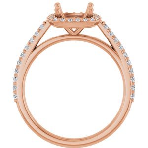 14K Rose Gold 7x7 mm Cushion 1/4 CTW Lab-Grown Diamond Semi-Set Engagement Ring