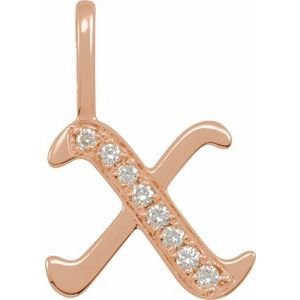 14K Rose Gold .08 CTW Natural Diamond Gothic Initial X Charm/Pendant