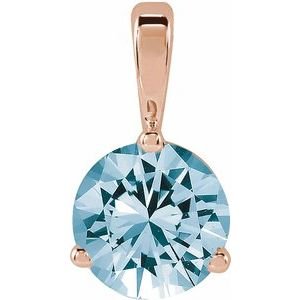 14K Rose Gold Lab-Grown Aqua Sapphire Pendant
