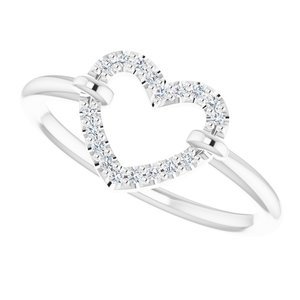 14K White Gold .07 CTW Natural Diamond Heart Ring