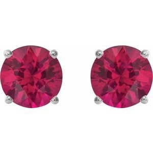 14K White Gold 5 mm Natural Ruby Earrings