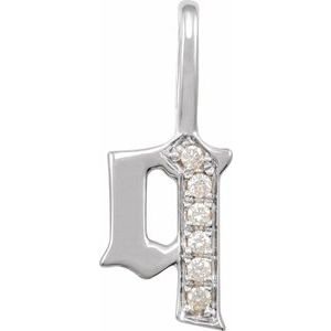 14K White Gold .045 CTW Natural Diamond Gothic Initial Q Charm/Pendant