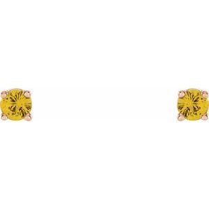 14K Rose Gold 2.5 mm Natural Yellow Sapphire Earrings