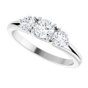 Platinum 3/4 CTW Natural Diamond Three-Stone Engagement Ring