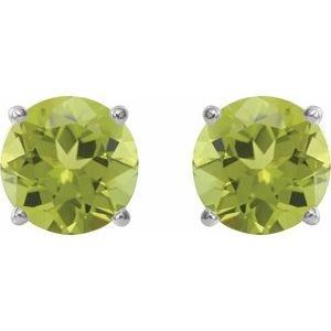 14K White Gold 6 mm Natural Peridot Earrings