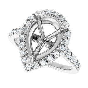 Platinum 12 x 8 mm Pear 5/8 CTW Lab-Grown Diamond Semi-Set Engagement Ring