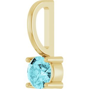 14K Yellow Gold Imitation Blue Zircon Solitaire Charm/Pendant