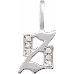 14K White Gold .045 CTW Natural Diamond Gothic Initial S Charm/Pendant
