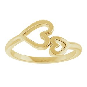 14K Yellow Gold Double Heart Ring