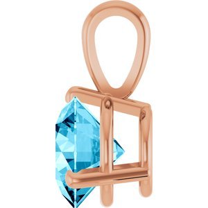 14K Rose Gold Lab-Grown Aqua Sapphire Pendant