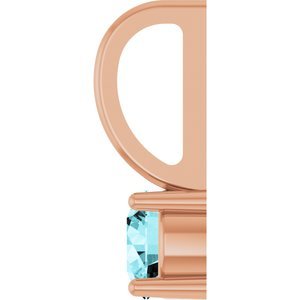 14K Rose Gold Imitation Blue Zircon Solitaire Charm/Pendant