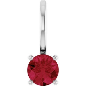 Sterling Silver Imitation Ruby Solitaire Charm/Pendant