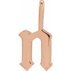 14K Rose Gold Gothic Initial N Charm/Pendant