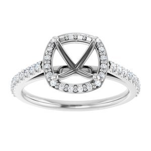 Platinum 7x7 mm Cushion 1/4 CTW Lab-Grown Diamond Semi-Set Engagement Ring