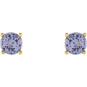 14K Yellow Gold 4 mm Natural Tanzanite Earrings