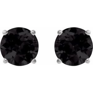 Sterling Silver 8 mm Natural Black Onyx Earrings