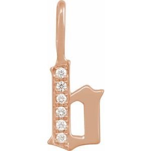 14K Rose Gold .05 CTW Natural Diamond Gothic Initial B Charm/Pendant