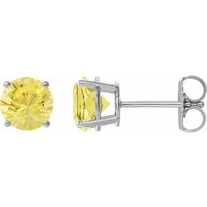 Sterling Silver 8 mm Lab-Grown Yellow Sapphire Earrings