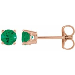 14k-rose-gold-2-5-mm-lab-grown-emerald-earrings