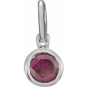 14K White Gold Posh Mommy® Imitation Garnet Charm/Pendant