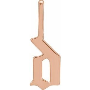 14K Rose Gold Gothic Initial D Charm/Pendant